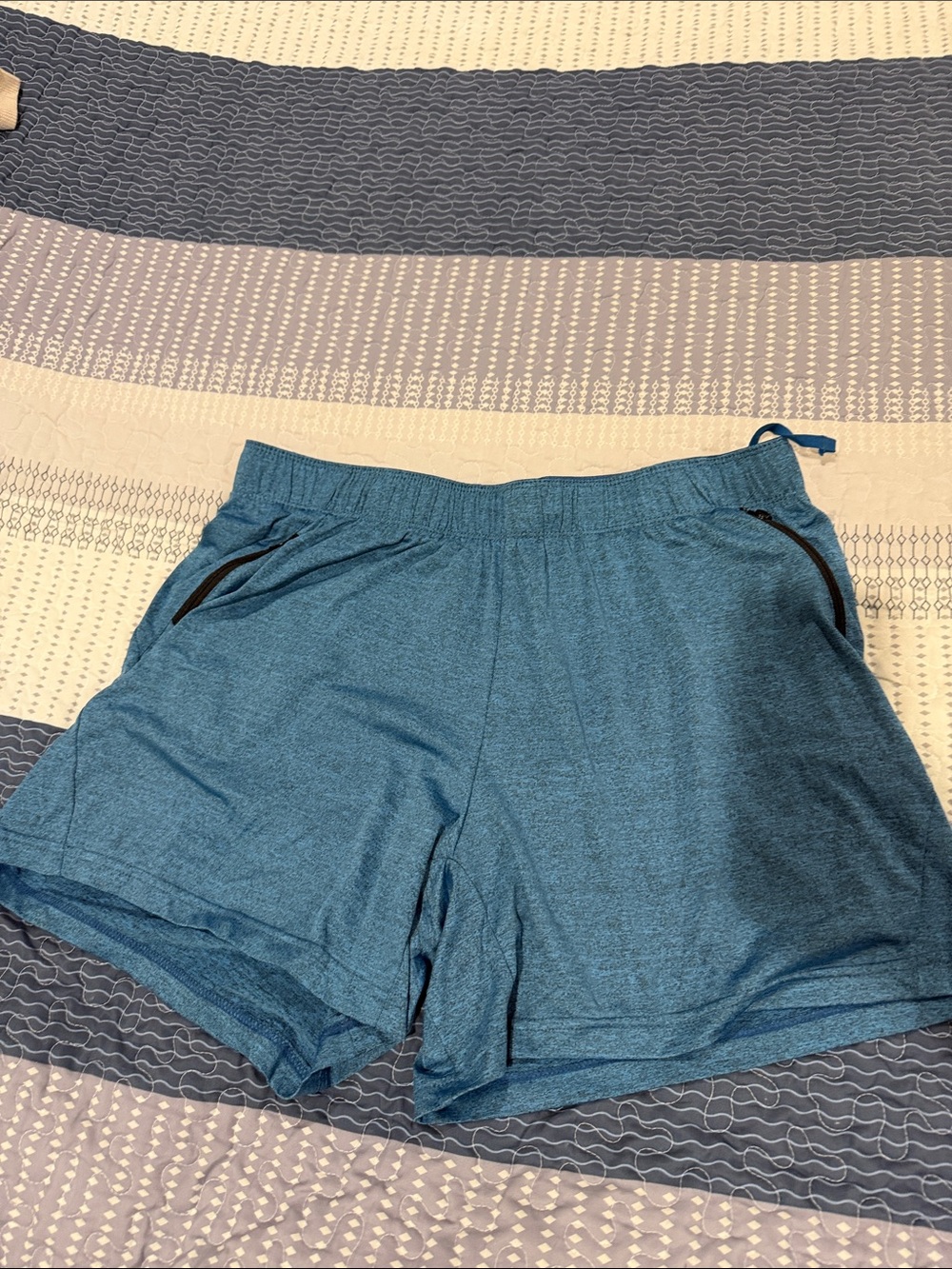 Women's Teal Athletic Shorts with Zip Pockets